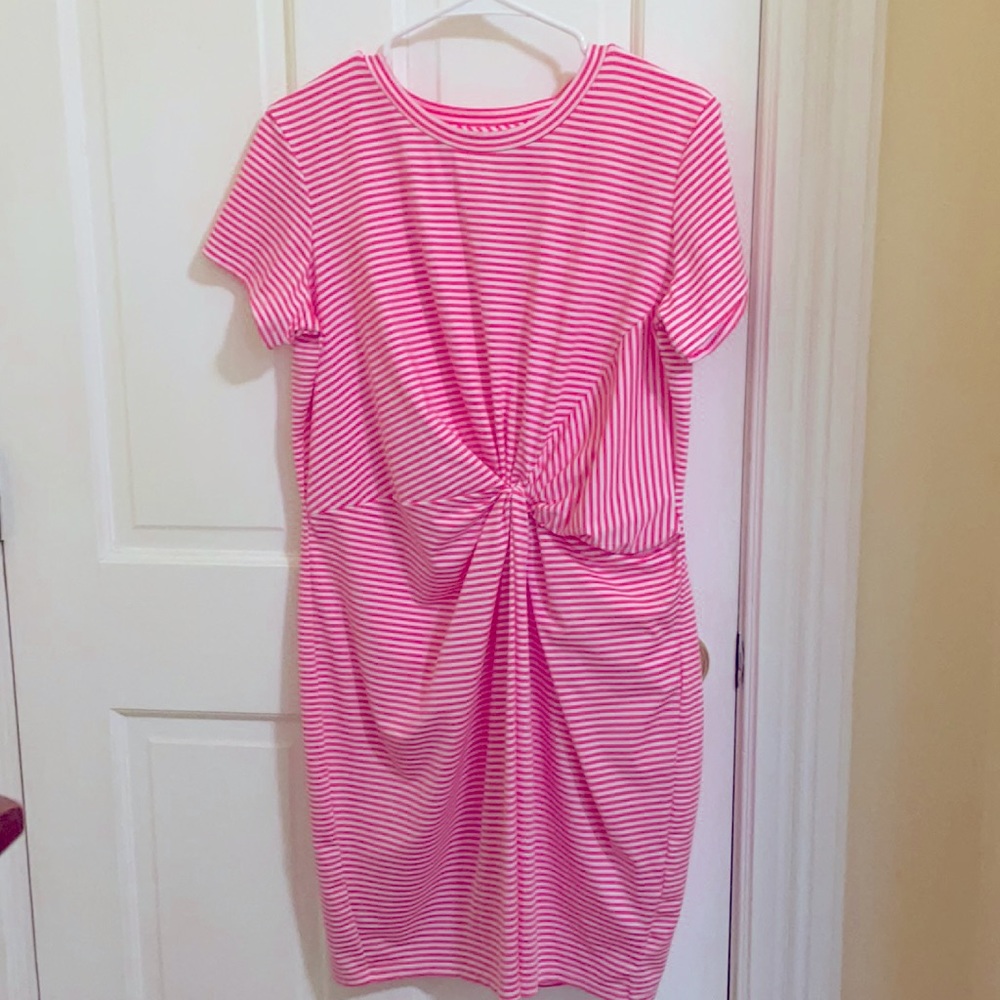 Vineyard Vines Pink Striped Midi Dress